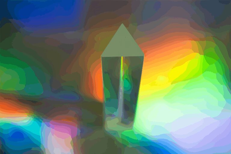 A close-up of a prism with rainbow light - image